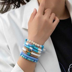 8 piece bracelet set/ Happy bracelet set/ beaded bracelet set/ fashion jewelry